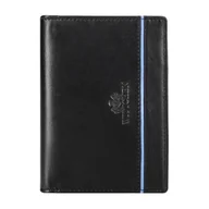 Portfele - Skórzany męski portfel z kontrastową wstawką czarny - miniaturka - grafika 1