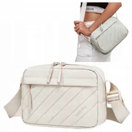 Torebki damskie - Torebka damska na ramię listonoszka biała modna elegancka miejska wodoodporna stylowa 2,6 l Super5 FKB754White - miniaturka - grafika 1