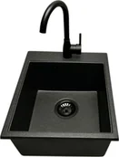Zlewozmywaki z baterią - Zlewozmywak PREHNIT Zlewozmywak jednokomorowy COBALT grafit + bateria czarna LUNA - miniaturka - grafika 1
