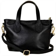 Torebki damskie - Włoska skórzana torebka czarna Borse in Pelle rozmiar S - miniaturka - grafika 1