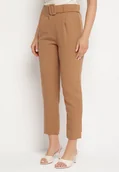 Spodnie damskie - Brązowe Spodnie z Paskiem Ioleinaa - miniaturka - grafika 1