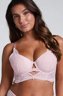 Biustonosze - Hunkemöller Długi usztywniony biustonosz Juliette z fiszbinami Różowy - miniaturka - grafika 1