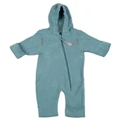 Kombinezony dla dzieci - HOPPEDIZ Kombinezon z bawełny ekologicznej ✓ bardzo długie nogawki – idealny do nosidełka dla niemowląt ✓ ściągacze na dłoniach i stopach, niebieski polar., 80-86 - miniaturka - grafika 1