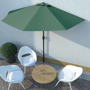 vidaXL Półparasol na słupku aluminiowym, 300x150 cm, zielony - Parasole ogrodowe - miniaturka - grafika 1