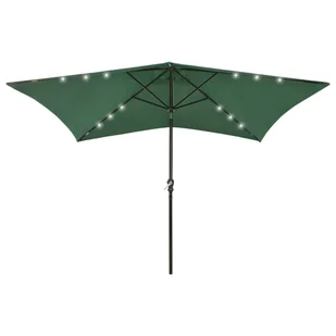 Parasol ogrodowy z LED i stalowym słupkiem, zielony, 2x3 m - Parasole ogrodowe - miniaturka - grafika 1