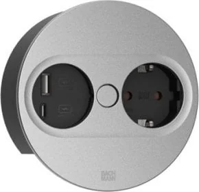 Bachmann BACHMANN TWIST 2 1xCEE7/3 1xUSB A/C 22W 0.2m GST18 srebrny okrągły - Gniazdka elektryczne - miniaturka - grafika 1