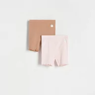 Spodnie i spodenki dla dziewczynek - Reserved - Prążkowane szorty z bawełny 2 pack - Kremowy - miniaturka - grafika 1