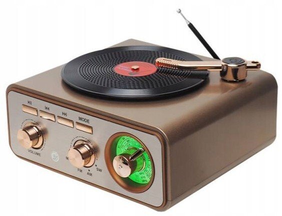 Lamex LTC Radio sieciowo-bateryjne Retro gramofon złoty AM, FM LTC MK-626BT 1200mAh