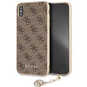 Etui i futerały do telefonów - Guess 4G Charms Collection - Etui iPhone Xs Max z zawieszką brązowy GUHCI65GF4GBR - miniaturka - grafika 1