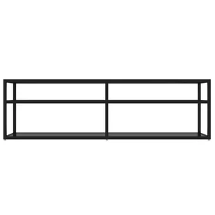 Lumarko Szafka pod TV, czarna, 140x40x40,5 cm, szkło hartowane - Szafki RTV - miniaturka - grafika 4