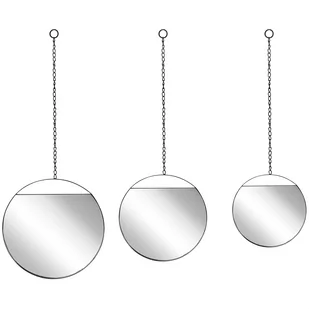 Zestaw 3 metalowych okrągłych luster ściennych na łańcuszkach ø 24 ø 29 ø 33 cm czarny ODOS - Lustra - miniaturka - grafika 1