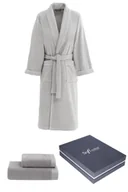 Szlafroki męskie - Męski szlafrok LORD + ręczniki + pudełko M Szary - miniaturka - grafika 1