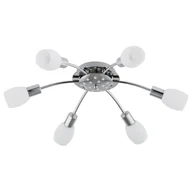 Lampy sufitowe - Lampa sufitowa wisząca Mera chromowana biała 6xE14x10W wym: 17,5 x 71,5 x 71,5 cm metal Alfa - miniaturka - grafika 1