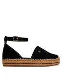 Espadryle damskie - Tommy Hilfiger Espadryle Th Platform Espad Suede Strap FW0FW09144 Czarny - miniaturka - grafika 1