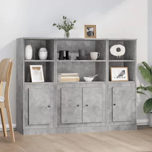 vidaXL Wysokie szafki, 3 szt., szarość betonu, materiał drewnopochodny - Szafki do salonu - miniaturka - grafika 1