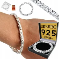 Bransolety męskie - Bransoletka Srebrna Męska Srebro 925 Królewski Bransoleta Gruba Włoska - miniaturka - grafika 1