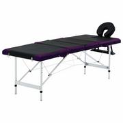 Stoły i łóżka do masażu - VidaXL 4-strefowy, składany stół do masażu aluminium, czarno-fioletowy - miniaturka - grafika 1