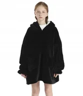 Koce i narzuty dla dzieci - Cieplutki Koc Bluza Z Rękawami I Kapturem Czarna Bez Marki - miniaturka - grafika 1