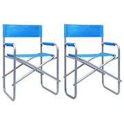 Fotele i krzesła ogrodowe - vidaXL Krzesła reżyserskie, 2 szt., stalowe, niebieskie - miniaturka - grafika 1