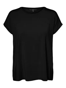 VERO MODA Damska koszulka Vmava Plain Ss Top Gajrs Noos, czarny, L - Koszulki i topy damskie - miniaturka - grafika 1