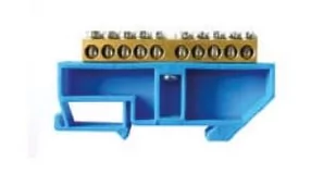 Listwa Sabaj zaciskowa mosiężna Wykonanie Euro 7 zacisków śrubowych Długość 70 mm na izolatorze typy EURO Niebieska Polipropylen Hp V-2 8-501 LZE-12-0-50.5-N - Inne akcesoria elektryczne - miniaturka - grafika 1