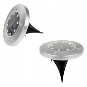 Lampy ogrodowe - Lampa Solarna LED Ogrodowa Lampki Wbijane Najazdowe Dysk Oświetlenie Ogrodu - miniaturka - grafika 1