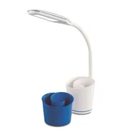 Lampy stojące - Lampka biurkowa LED ELSA z przybornikiem biało-niebieska Nilsen - miniaturka - grafika 1