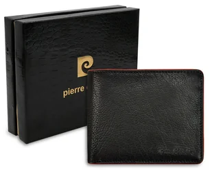 Pierre Cardin, Portfel skórzany męski, Tumble 325, czarny/czerwony, ochrona RFID - Portfele - miniaturka - grafika 1