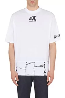 Bluzy męskie - Armani Exchange Męska bluza z bawełny organicznej, krótkie rękawy, biała, rozmiar L, biały, L - grafika 1