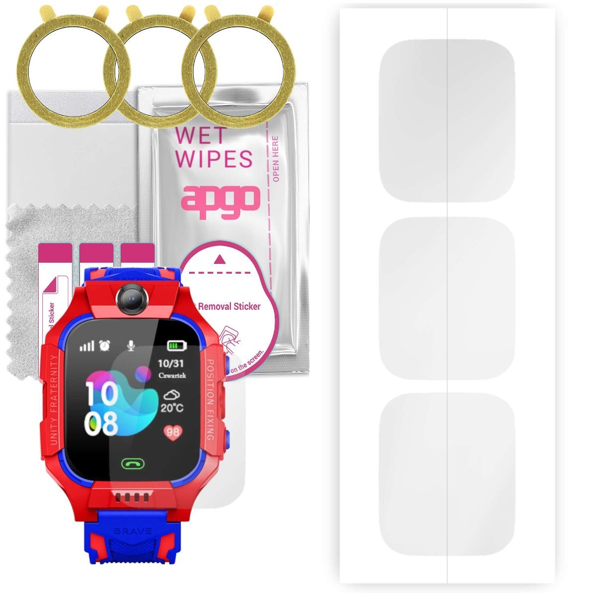 3x Folia hydrożelowa do GoGPS K24 - apgo Smartwatch Hydrogel Protection Ochrona na ekran smartwatcha