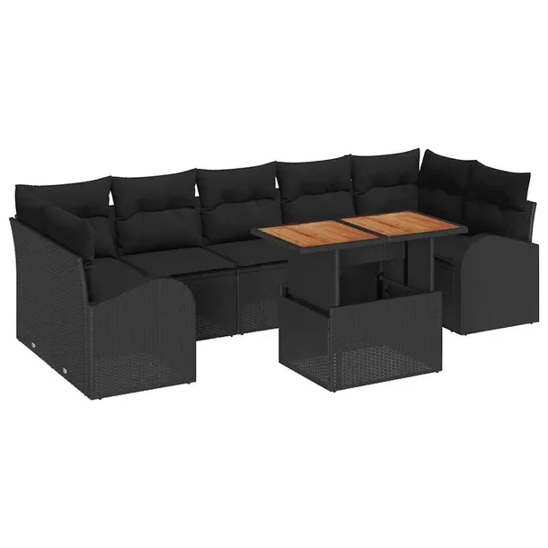 Zestaw modułowych sof ogrodowych, czarny, 4 elementy, rattan