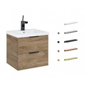 Szafki łazienkowe - JELLOW 169182 Zestaw łazienkowy - szafka z umywalką ceramiczną 50cm. dąb - miniaturka - grafika 1