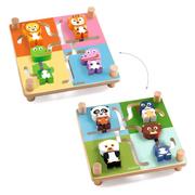 Zabawki interaktywne dla dzieci - Djeco Drewniany labirynt dla dzieci ze zwierzątkami Spinamix - miniaturka - grafika 1