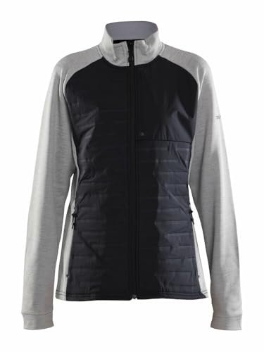 Craft ADV Unify Hybrid Jacket damska kurtka przejściowa, rozmiar L, szary melanż/czarny, lekka kurtka z funkcjonalnego materiału, z 2 kieszeniami i 1 kieszenią na piersi, lekka kurtka damska