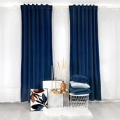 Zasłony - Granatowa zasłona z weluru 140x250 - miniaturka - grafika 1