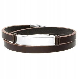 BRĄZOWA BRANSOLETKA MĘSKA SKÓRA GRAWER STAL - Bransolety męskie - miniaturka - grafika 1