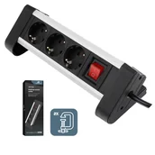 Listwy zasilające - Spacetronik Listwa zasilająca SPS-T34BS - 3 gniazda 1.5m srebrno-czarny - miniaturka - grafika 1