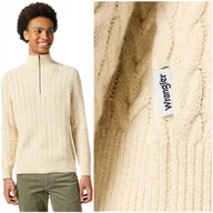 Swetry męskie - Wrangler HALF ZIP KNIT rozpinany męski sweter na stójce domieszka wełny M - miniaturka - grafika 1
