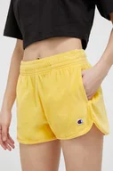 Spodenki damskie - Champion szorty damskie kolor żółty gładkie high waist - miniaturka - grafika 1