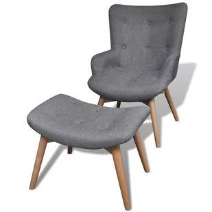 vidaXL Tapicerowany fotel z podnóżkiem, kolor szary - Fotele - miniaturka - grafika 1