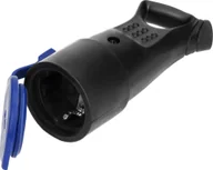 Gniazdka elektryczne - Orno Gniazdo gumowe, hermetyczne 2P+Z, proste, IP44, czarne, wersja Schuko - miniaturka - grafika 1