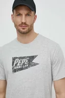 Koszulki męskie - Pepe Jeans t-shirt bawełniany SINGLE CARDIFF męski kolor szary z nadrukiem PM509401 - miniaturka - grafika 1