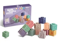 Klocki - Edukacyjny zestaw klocków dla malucha, Miękkie Klocki, Cyferki, Figury geometryczne, Kształty 12 sztuk - miniaturka - grafika 1