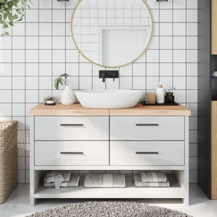 Blat do łazienki, 140x50x6 cm, surowe lite drewno Lumarko! - Szafki łazienkowe - miniaturka - grafika 1