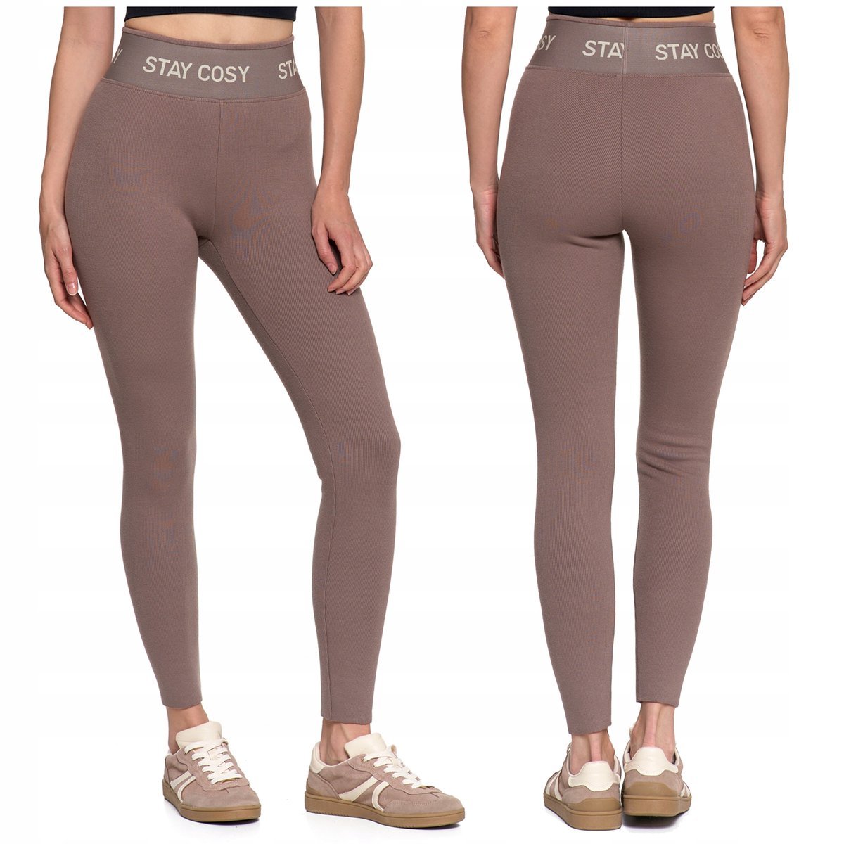 LEGGINSY DAMSKIE OCIEPLANE Sportowe SPODNIE Prążek Wysoki Stan MORAJ r S/M