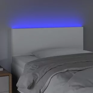 Lumarko Zagłówek do łóżka z LED, biały, 100x5x78/88 cm, sztuczna skóra - Inne meble do sypialni - miniaturka - grafika 4