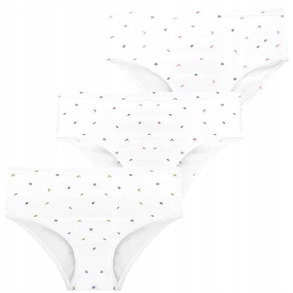 3X MAJTKI BAWEŁNIANE FIGI DAMSKIE GŁADKIE KLASYCZNE BIAŁE KWIATKI MORAJ 5XL