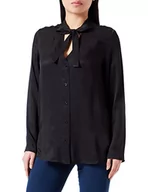 Bluzki damskie - Armani Exchange Damska bluzka typu casual, top z guzikami, czarna, bardzo duża, czarny, XL - miniaturka - grafika 1