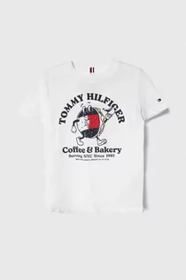 Koszulki dla chłopców - Tommy Hilfiger t-shirt bawełniany dziecięcy kolor biały z nadrukiem - grafika 1