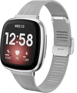PASEK DO ZEGARKA FITBIT VERSA 3 SREBRNY STALOWY SIATKA ELEGANCKI - Akcesoria do smartwatchy - miniaturka - grafika 1